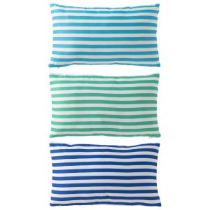 CUSHION OUTDOOR RECTANGLE STRIPED POLYESTER BLUE/GREEN ASSORTMENT OF 3