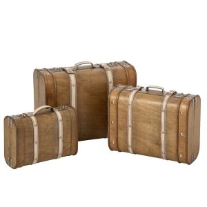SET OF 3 BOX ANTIQUE MDF BROWN