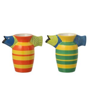 VASE FISH STRIPED DOLOMITE MULTICOLORED ASSORTMENT OF 2