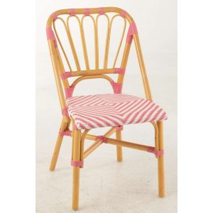 DINING CHAIR RATTAN PINK/WHITE