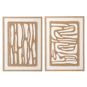 PAINTING STRIPED MDF WHITE/NATURAL ASSORTMENT OF 2