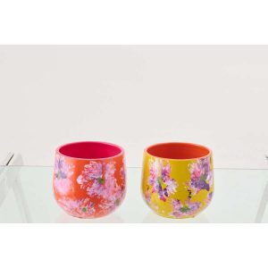 FLOWERPOT CERAMIC YELLOW/ORANGE SMALL ASSORTMENT OF 2