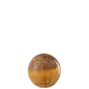 PAPERWEIGHT LAYERS GLASS BROWN/OCHRE SMALL