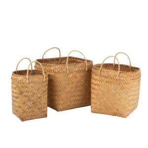 SET OF 3 BASKETS SQUARE BAMBOO NATURAL