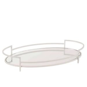 SAUCER OVAL WITH MIRROR METAL/GLASS WHITE