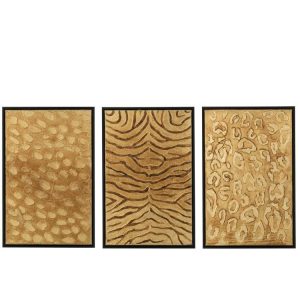 PAINTING ANIMAL PRINTING WOOD/CANVAS BLACK/GOLD ASSORTMENT OF THREE