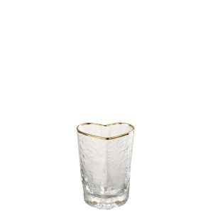 DRINKING GLASS HEART GLASS GOLD/TRANSPARENT