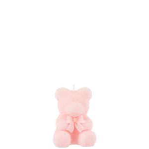 CANDLE TEDDY BEAR PINK SMALL-8H
