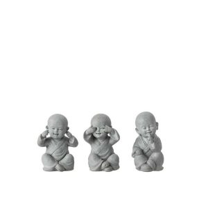 MONK SEE/HEAR/SPEAK NO EVIL POLY GREY SMALL ASSORTMENT OF 3