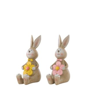 RABBIT FLOWER POLYRESIN MULTI ASSORTMENT OF 2