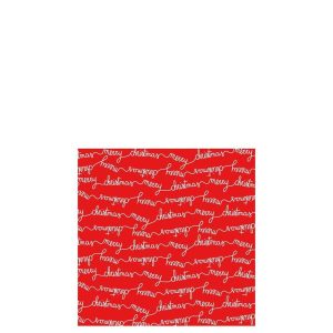PACK 20 NAPKINS MERRY CHRISTMAS PAPER RED/WHITE LARGE