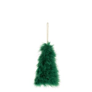CHRISTMAS TREE HANGER FEATHERS DARK GREEN
