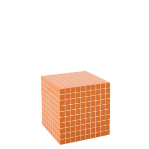 SIDE TABLE CUBE CHECKERED MDF ORANGE/WHITE