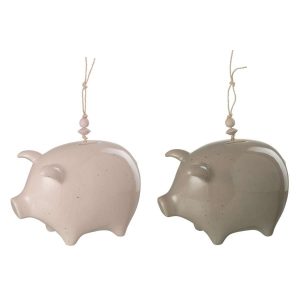 MONEYBOX PIG CERAMIC GREY/PINK LARGE ASSORTMENT OF 2