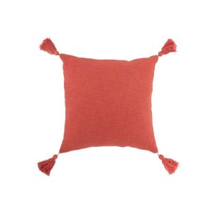 CUSHION CROCHETED TASSEL COTTON ROSE