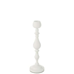 CANDLE HOLDER MONARCHY METAL WHITE SMALL