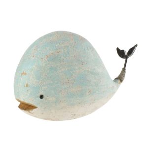 WHALE PAULOWNIA WOOD WHITE/LIGHT BLUE LARGE