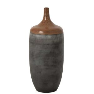 FLOOR VASE BOTTLE CERAMIC CARAMEL/GREY BLUE LARGE