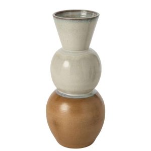 FLOOR VASE CERAMIC CARAMEL/LIGHT BLUE LARGE