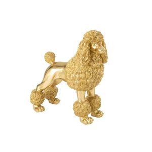 POODLE STANDING POLYRESIN GOLD COLORED EXTRA LARGE