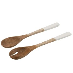 SET 2 UTENSILS MANGO WOOD WHITE