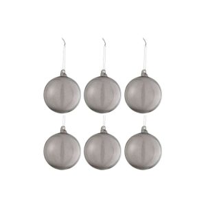 BOX OF 6 CHRISTMAS BAUBLES REGULAR TRANSPARENT GREY SMALL