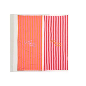BEACH TOWEL SUMMER/BISOUS STRIPED COTTON MULTI ASSORTMENT OF 2