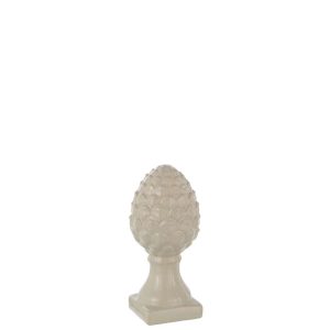 PINECONE ON BASE SHINY PORCELAIN BEIGE SMALL