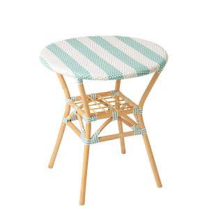 DINING TABLE STRIPED RATTAN LIGHT BLUE/WHITE