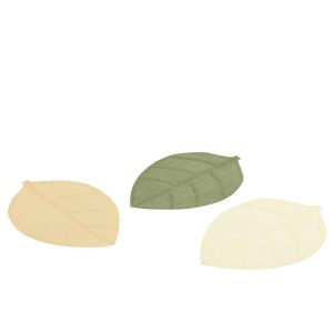 PLACEMAT LEAF PAPER GREEN/ECRU ASSORTMENT OF 3