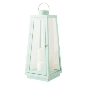 LANTERN +  CANDLE LED GLASS TURQUOISE LARGE