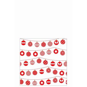 PACK 20 NAPKINS CHRISTMAS BAUBLES PAPER WHITE/GREEN LARGE