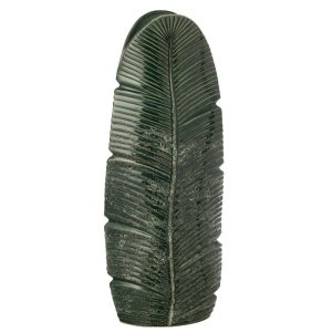 VASE LEAF STONEWARE DARK GREEN LARGE