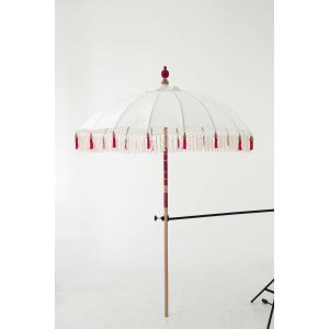 PARASOL FLAVIE WOOD/COTTON ECRU/PINK