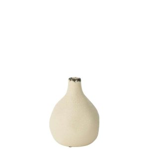 VASE BAY PEAR STONEWARE WHITE/BLACK