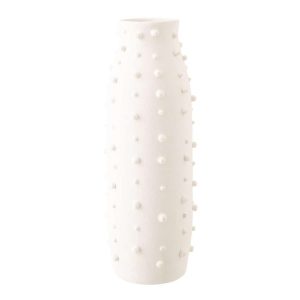 VASE RUBY DOTS STONEWARE WHITE LARGE