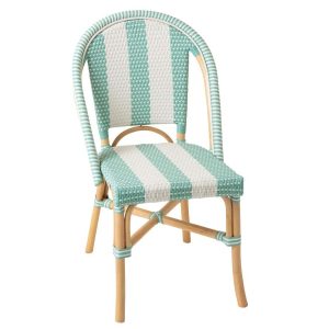 DINING CHAIR STRIPED RATTAN LIGHT BLUE/WHITE
