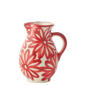 PITCHER FLOWERS CERAMIC RED