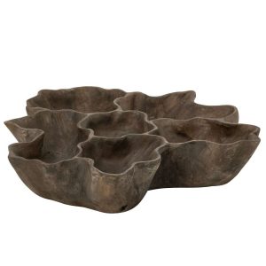 DECORATIVE TRAY ELLA IRREGULAR TEAK WOOD DARK BROWN