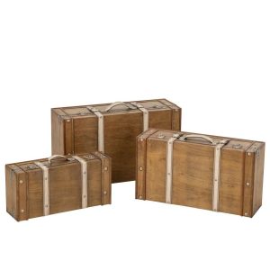 SET OF 3 BOX ANTIQUE MDF BROWN