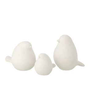 SET OF 3 BIRD PORCELAIN WHITE