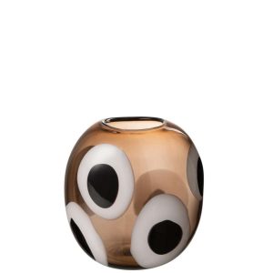 VASE IZZY GLASS WHITE/BROWN SMALL