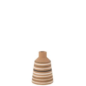 VASE TUKANO STRIPES TERRA BROWN/BLACK/WHITE SMALL