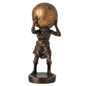 FIGURINE BALL HOLDING POLYRESIN DARK BROWN/GOLD LARGE