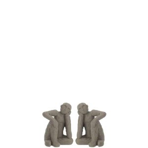 SET OF 2 BOOKEND SITTING CEMENT GREY SMALL