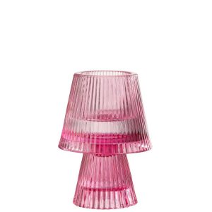 CANDLE HOLDER HAT GLASS FUCHSIA