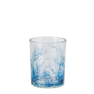 TEALIGHT HOLDER CORAL GLASS BLUE/TRANSPARENT MEDIUM