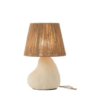 TABLE LAMP STRING JUTE SHADE STONEWARE BEIGE/NATURAL