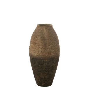 VASE ANTIQUE CEMENT BROWN/BLACK SMALL