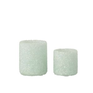 SET OF 2 TEALIGHT HOLDER STONE GLASS WHITE